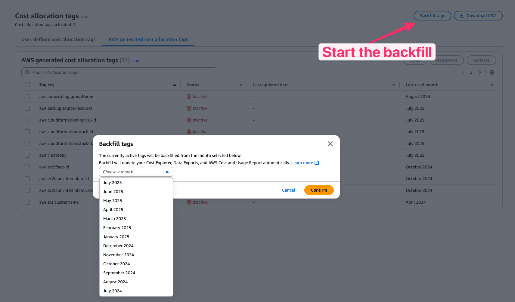 Backfill AWS Cost Allocation Tags